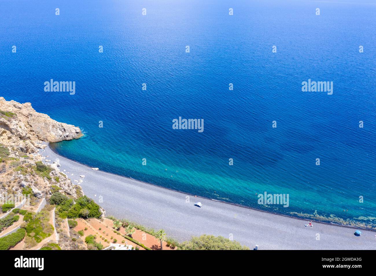 Vulkanstrand Mavra Volia auf der Insel Chios, Griechenland Stockfoto