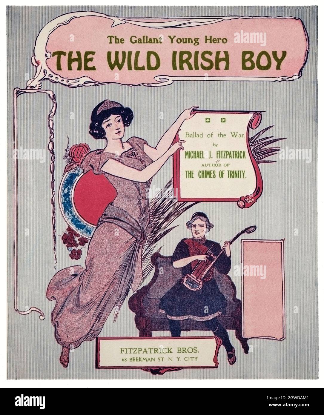 Noten des frühen 20. Jahrhunderts für 'The Wild Irish Boy'. Von Michael J Fitzpatrick; Herausgegeben von Fitzpatrick Bros, New York City, USA Stockfoto
