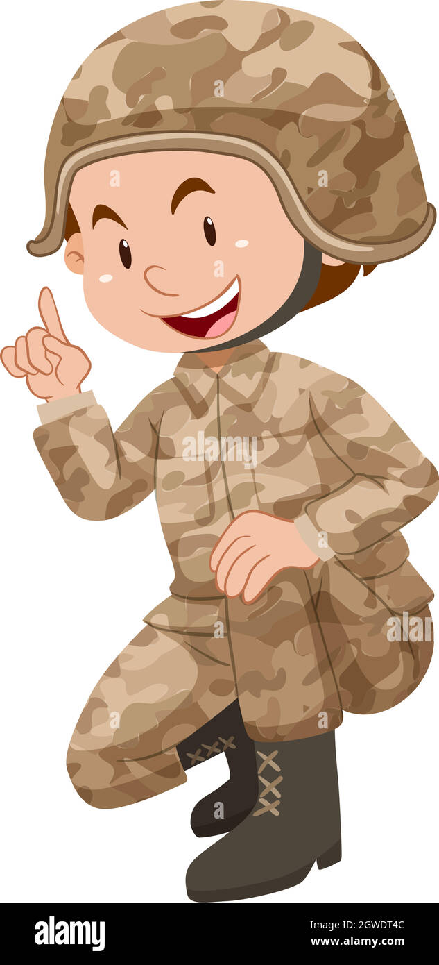 Soldat in brauner Uniform Stock Vektor