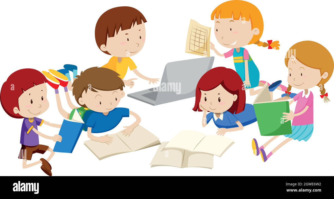 Gruppe von Kindern lernen Stock Vektor