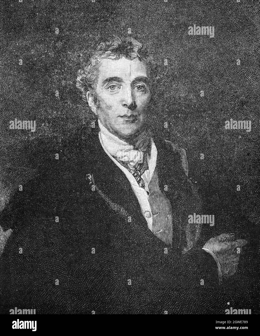 S/W-Illustration; Porträt des Herzogs von Wellington (1769 - 1852) nach dem Gemälde von Sir Thomas Lawrence Stockfoto