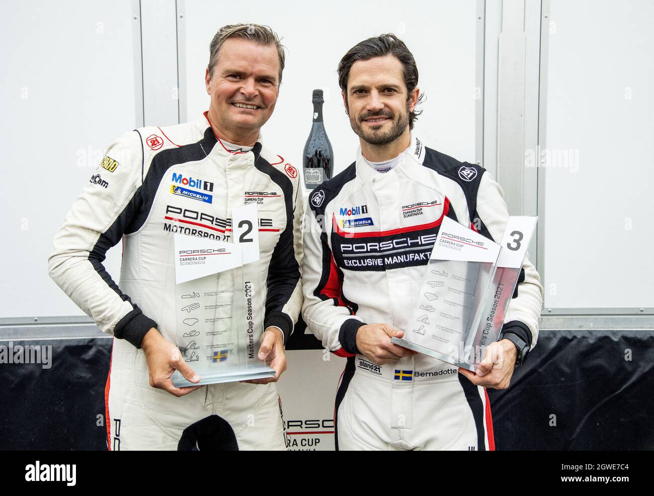 Prinz Carl Philip fährt den Porsche Carrera Cup Scandinavia im Endlauf von Mantorp. Schweden am 2. Oktober 2021. Foto von Johan Valkonen/Stella Picturs/ABACAPRESS.COM Stockfoto
