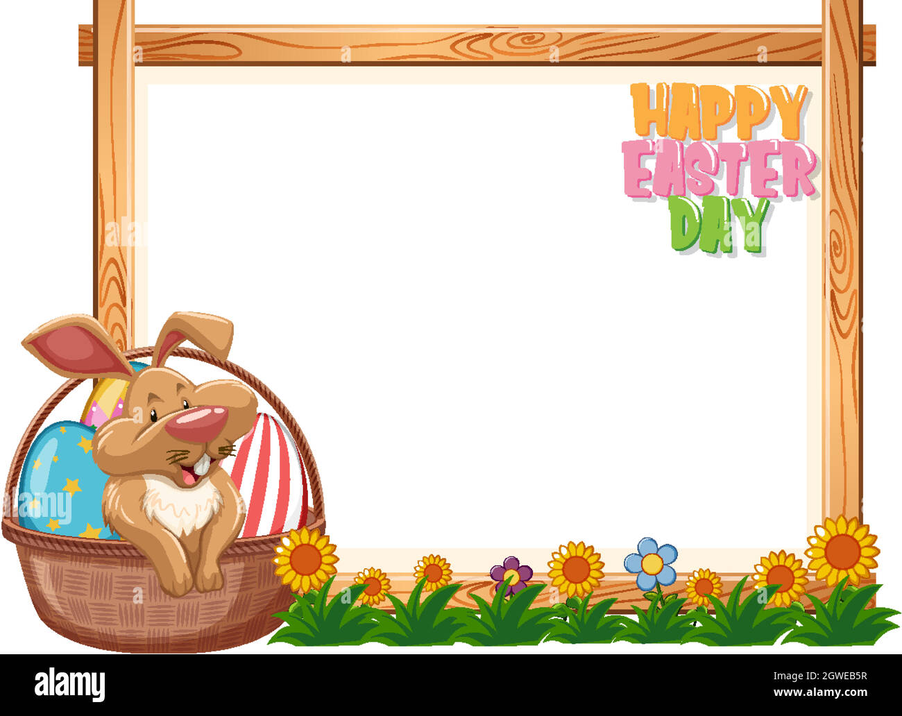 Bordvorlage Design mit osterhase und Eiern Stock Vektor
