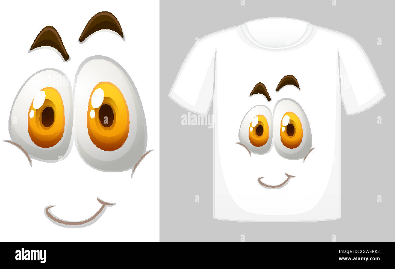 T-Shirt-Design mit Grafik von Happy Face Stock Vektor