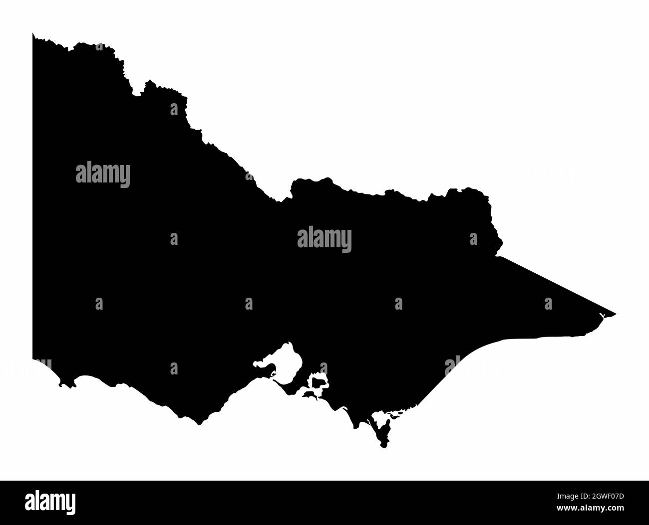 Victoria Silhouette Karte isoliert auf weißem Hintergrund, Australien Stock Vektor