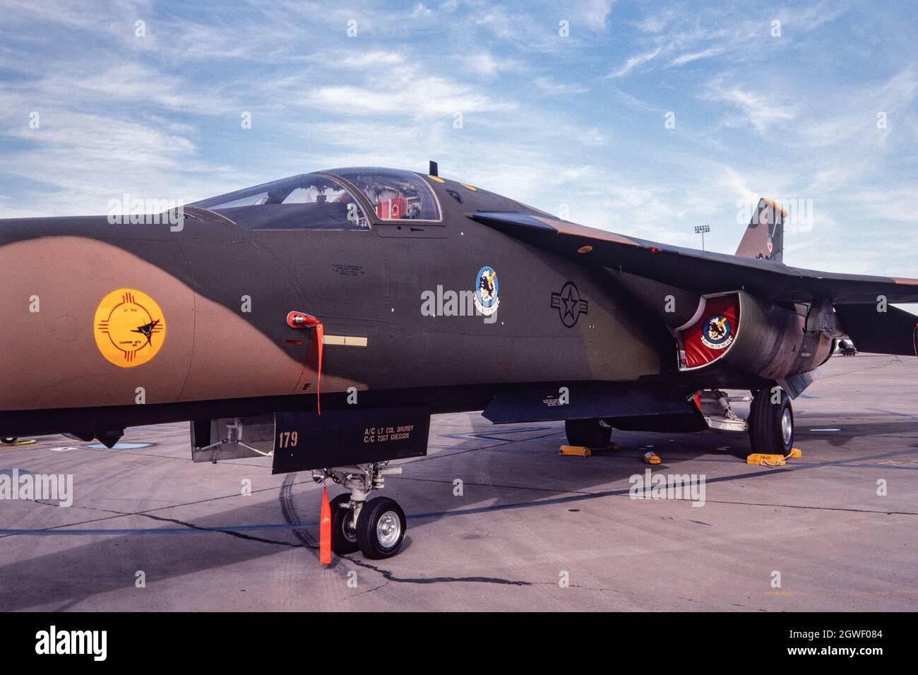 Ein F-111 Aardvark-Jagdbomber der US Air Force auf dem Luftwaffenstützpunkt Holloman. Stockfoto