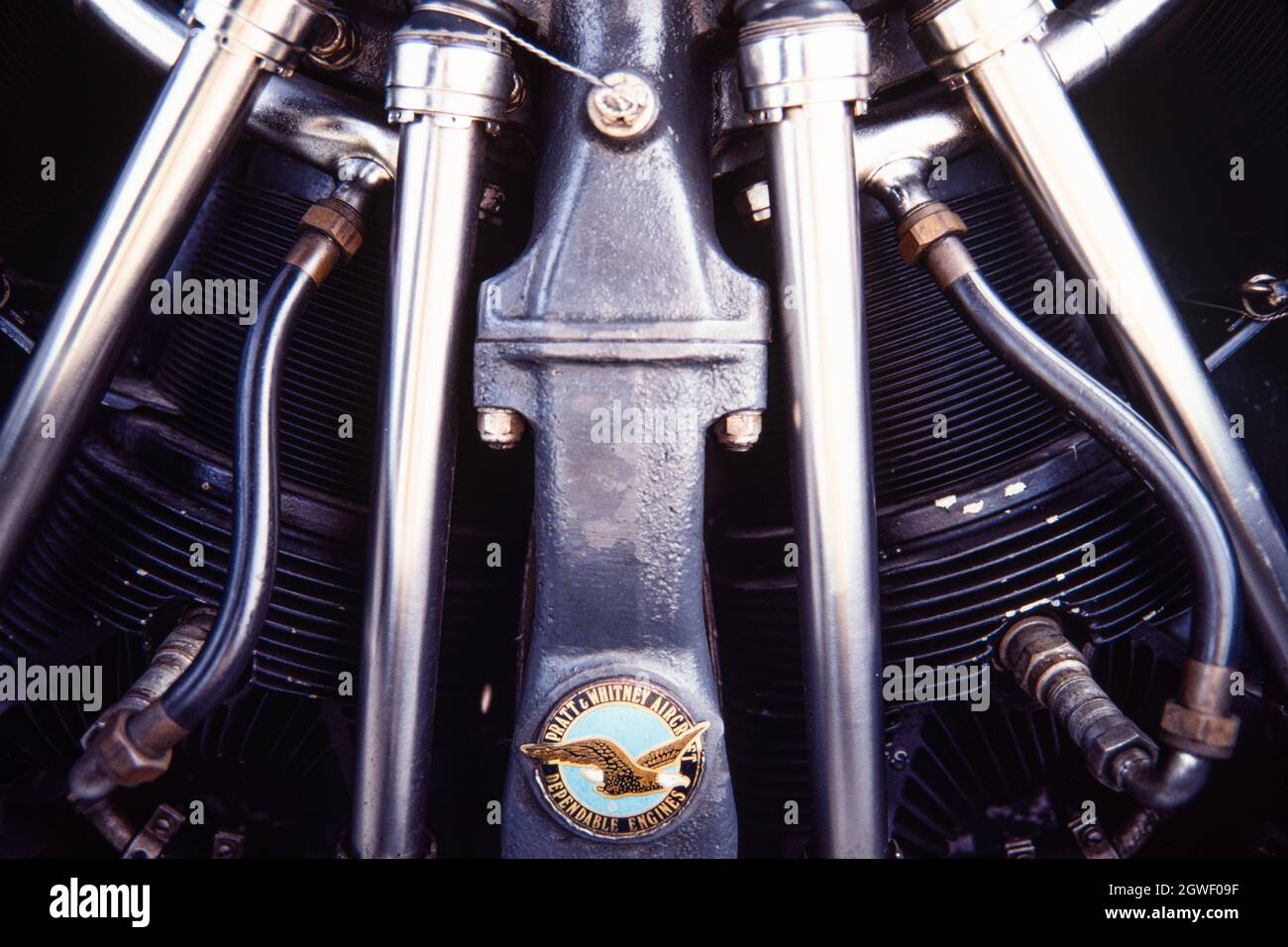 Motordetail eines restaurierten Vultee BT-13A Valiant WW II Pilotentrainers auf einer Airshow auf der Holloman AFB. Stockfoto
