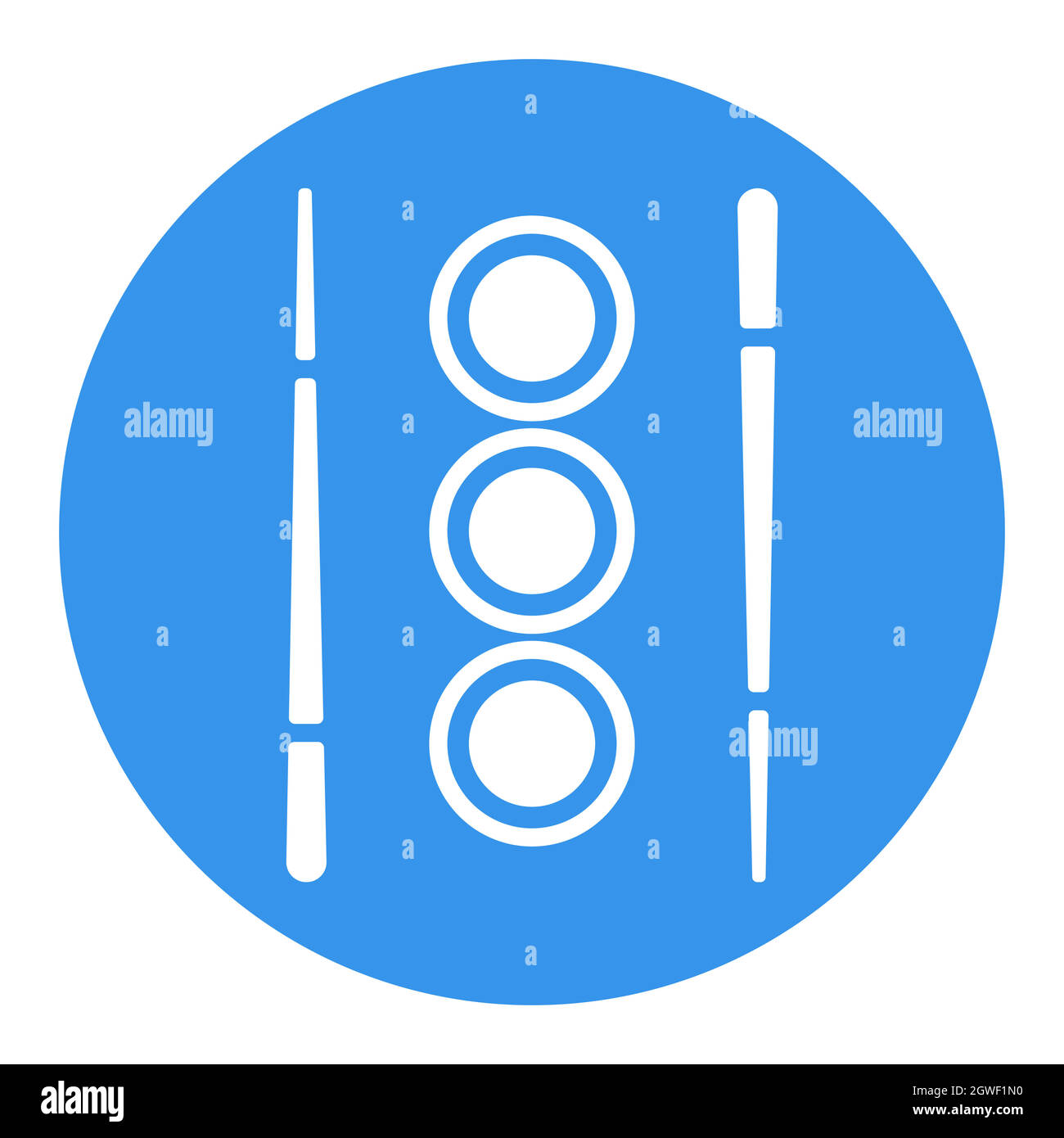 Sushi-Rolle mit Essstäbchen, Vektor-Glyphen-Symbol in Weiß Stock Vektor