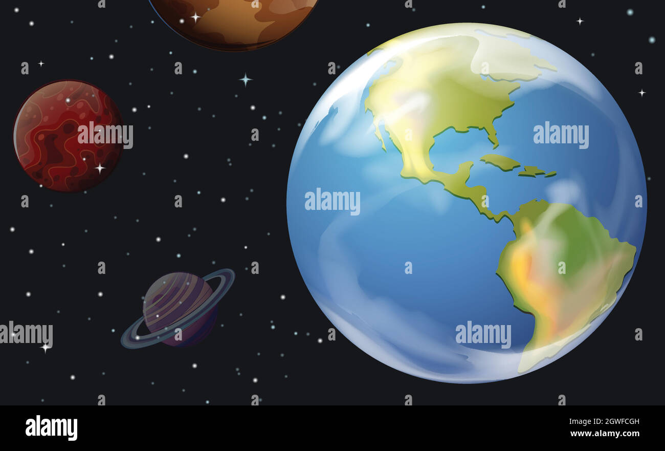 Planeten im Weltraum Stock Vektor