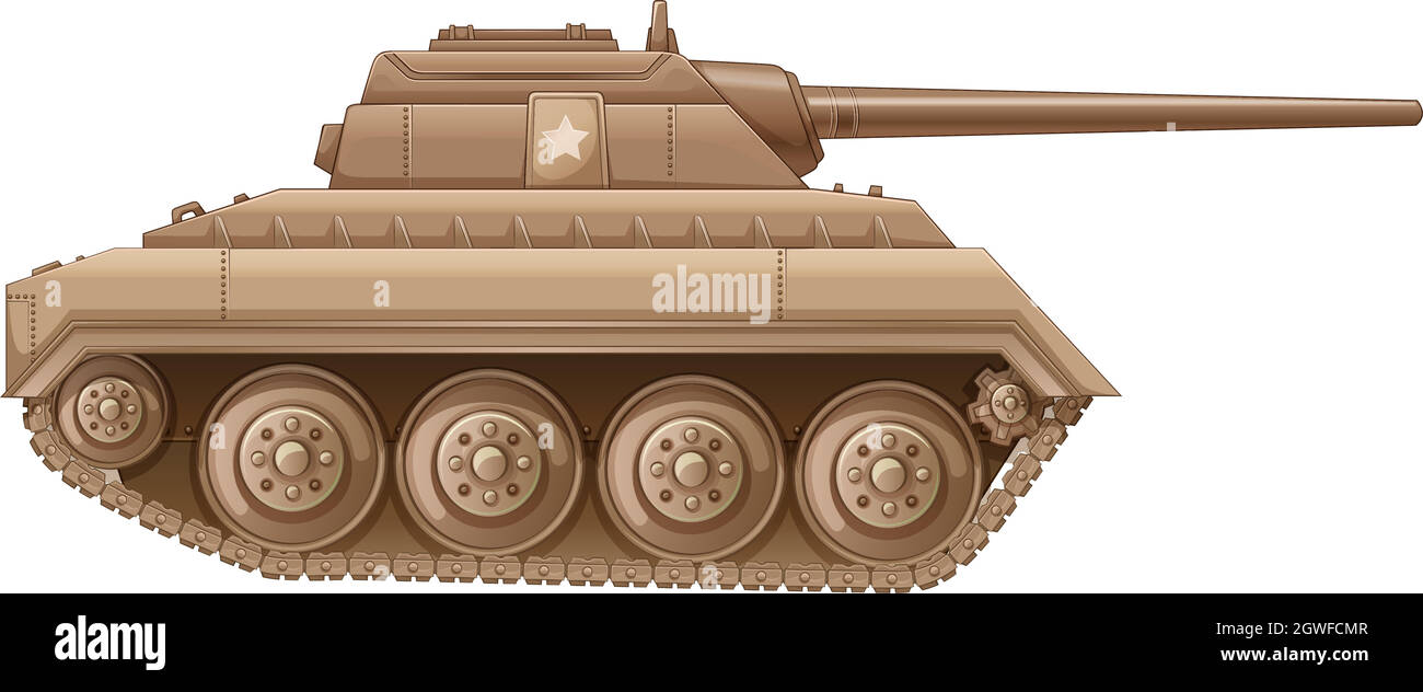 Ein brauner Militärpanzer Stock Vektor