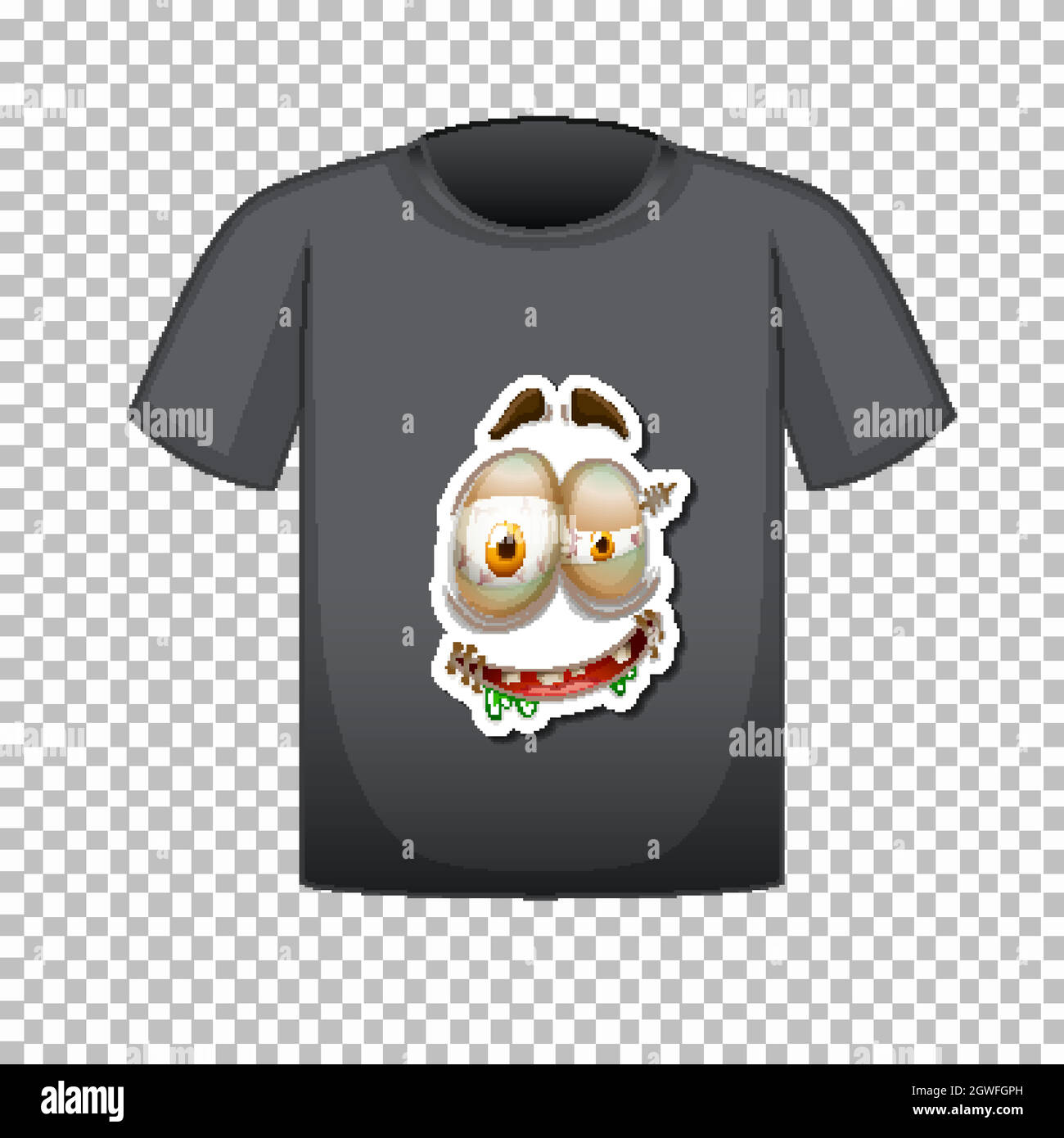 T-Shirt-Dessin mit Grafik vorne Stock Vektor