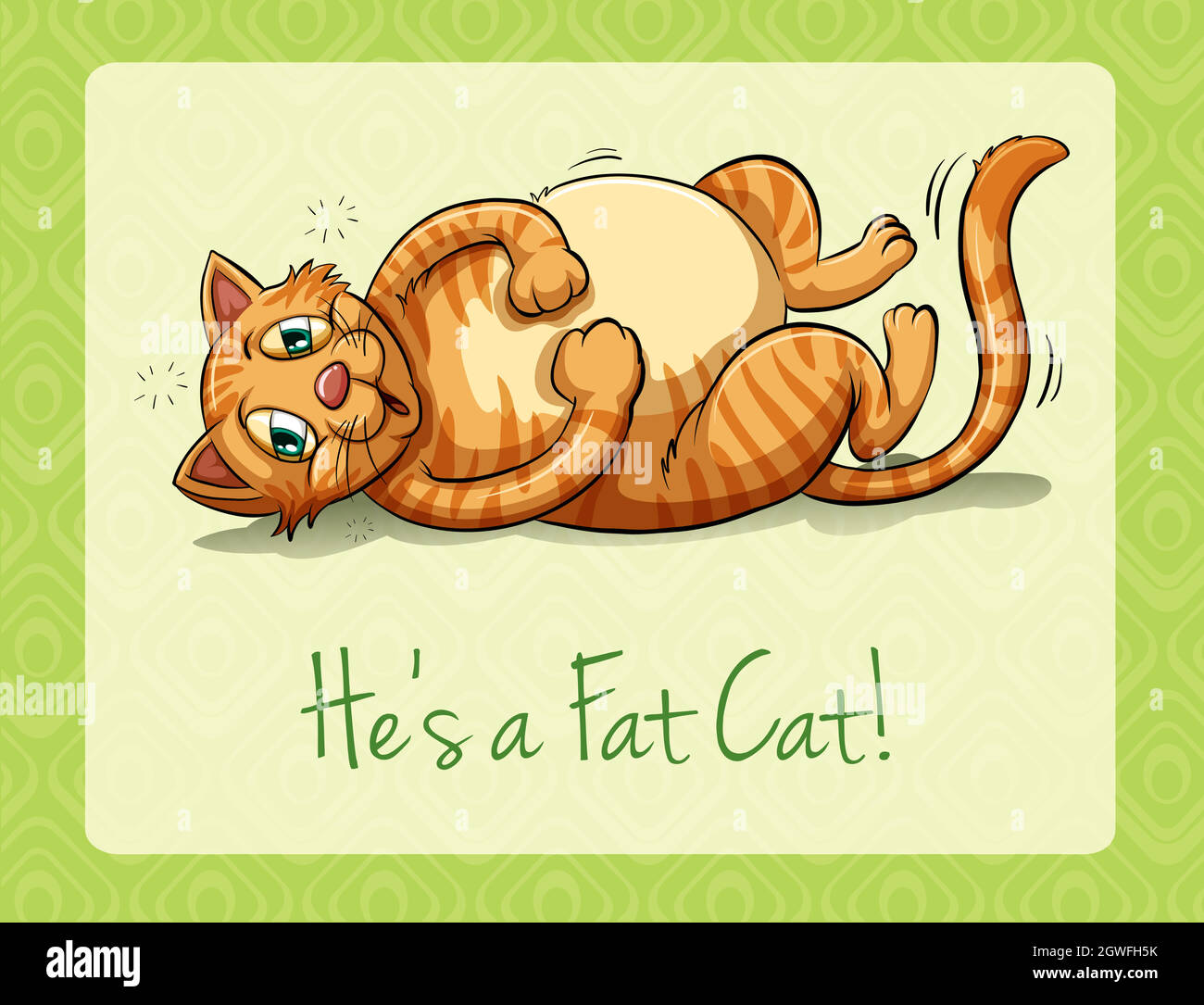 Die fette Katze liegt auf dem Rücken Stock Vektor