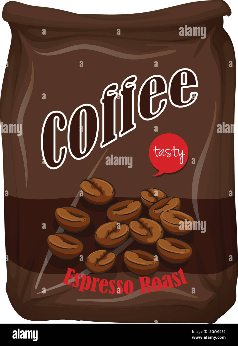 Beutel mit Kaffee Espresso Braten Stock Vektor