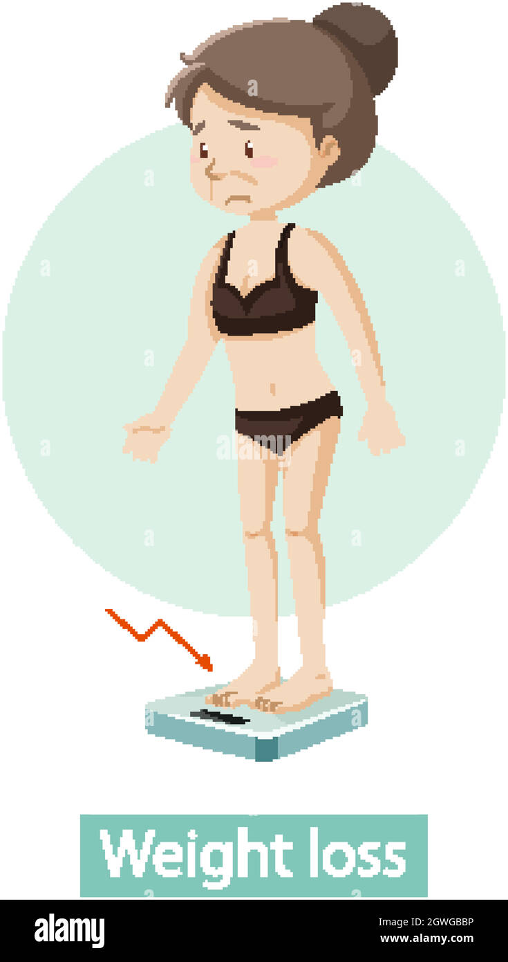 Cartoon-Figur mit Gewichtsverlust Symptome Stock Vektor