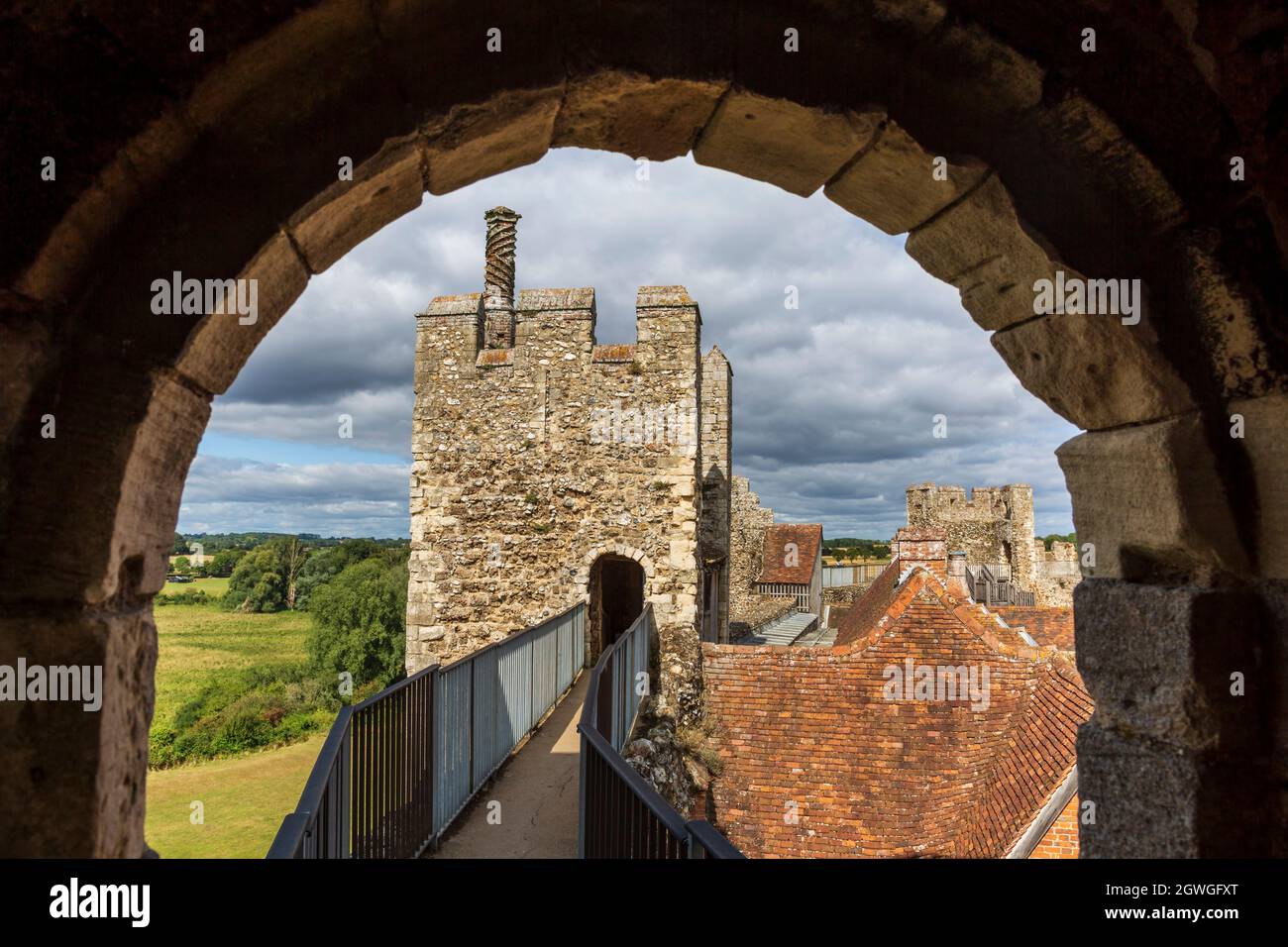 Der Wehrgang von Framlingham Castle von einem der Türme, Suffolk, England Stockfoto