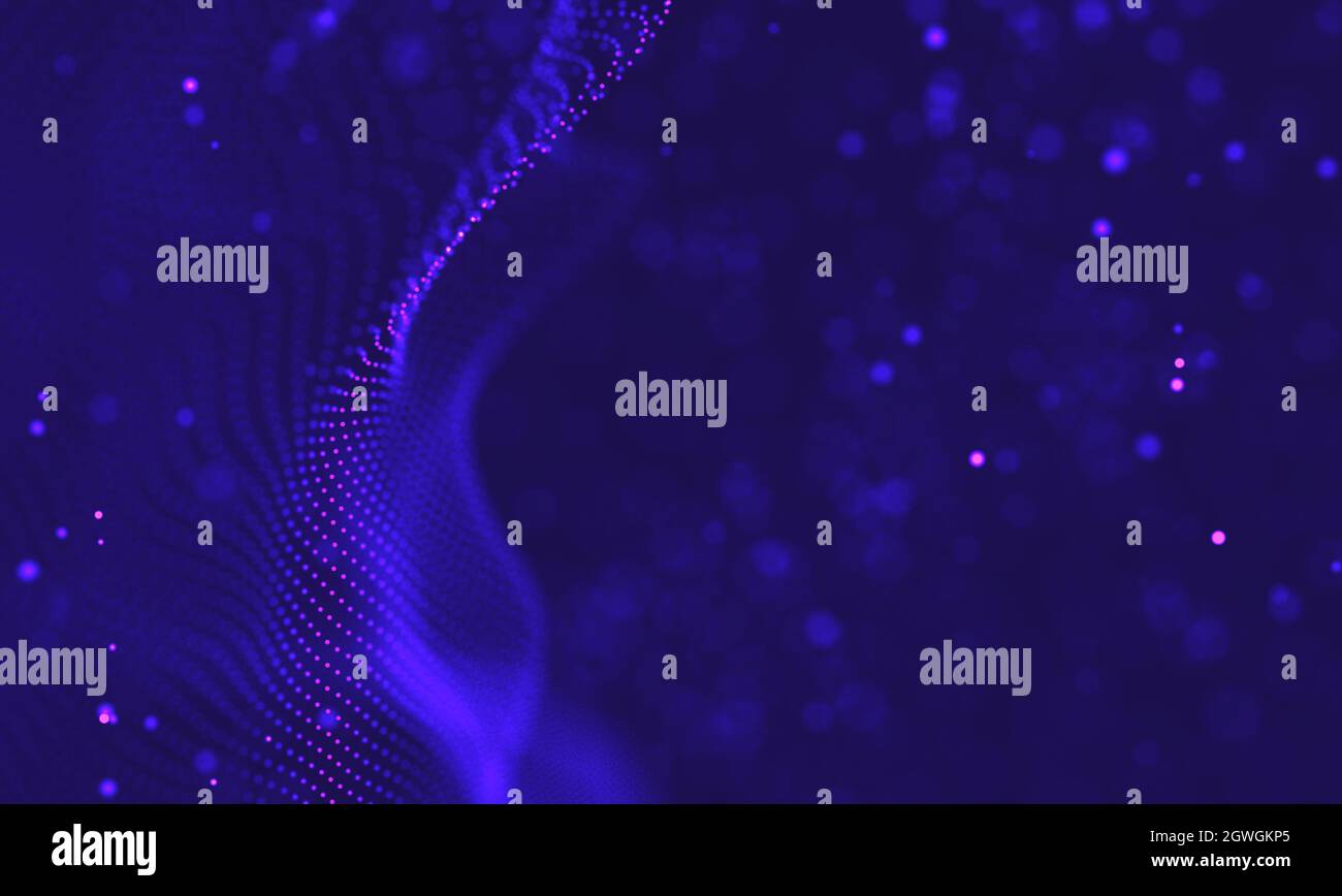Ultravioletter Galaxienhintergrund. Raum Hintergrund Illustration Universum mit Nebel. 2018 Purple Technologie Hintergrund. Konzept der künstlichen Intelligenz Stockfoto