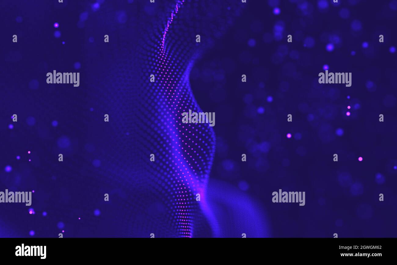 Ultravioletter Galaxienhintergrund. Raum Hintergrund Illustration Universum mit Nebel. 2018 Purple Technologie Hintergrund. Konzept der künstlichen Intelligenz Stockfoto