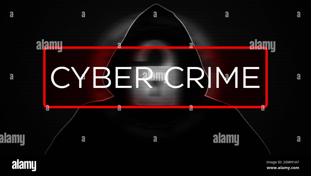 Cyber Crime Concept Hintergrund mit verschwommener Sperre und Hacker. Moderne Cyber-Sicherheit und Hacking-Konzept Hintergrund Stockfoto