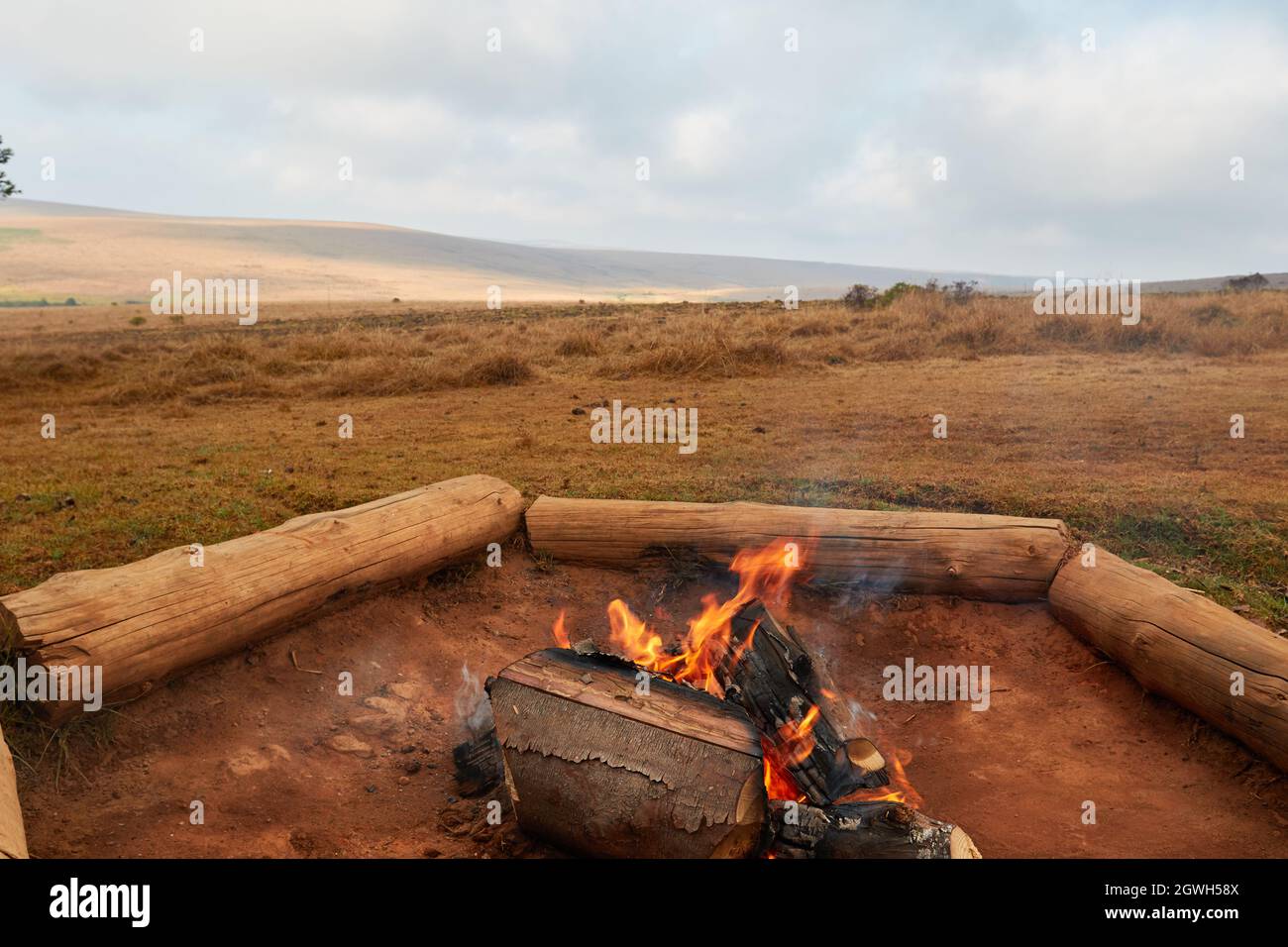 Lagerfeuer Auf Dem Nyika Plateau, Malawi Stockfoto