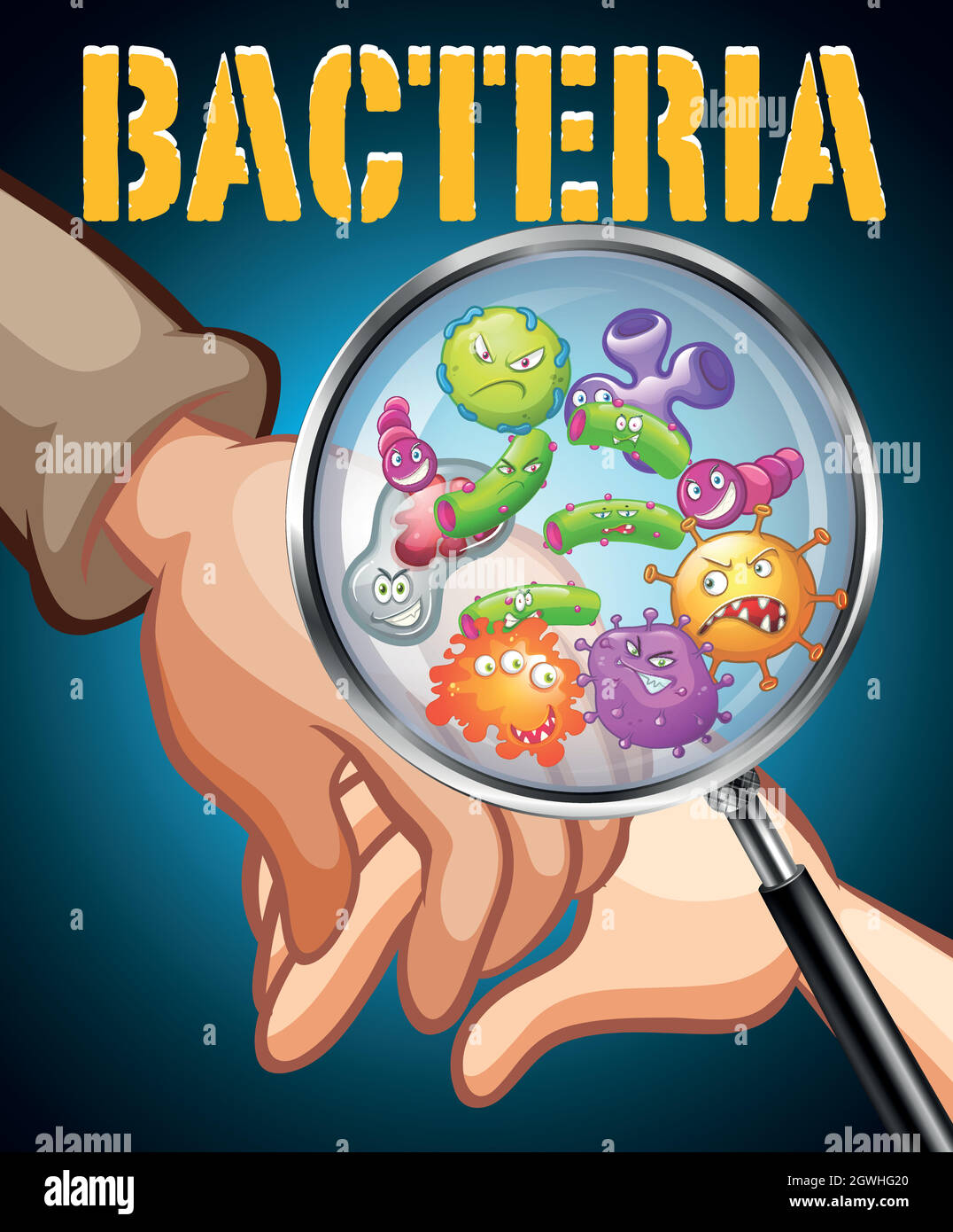 Bakterien auf menschlichen Händen Stock Vektor