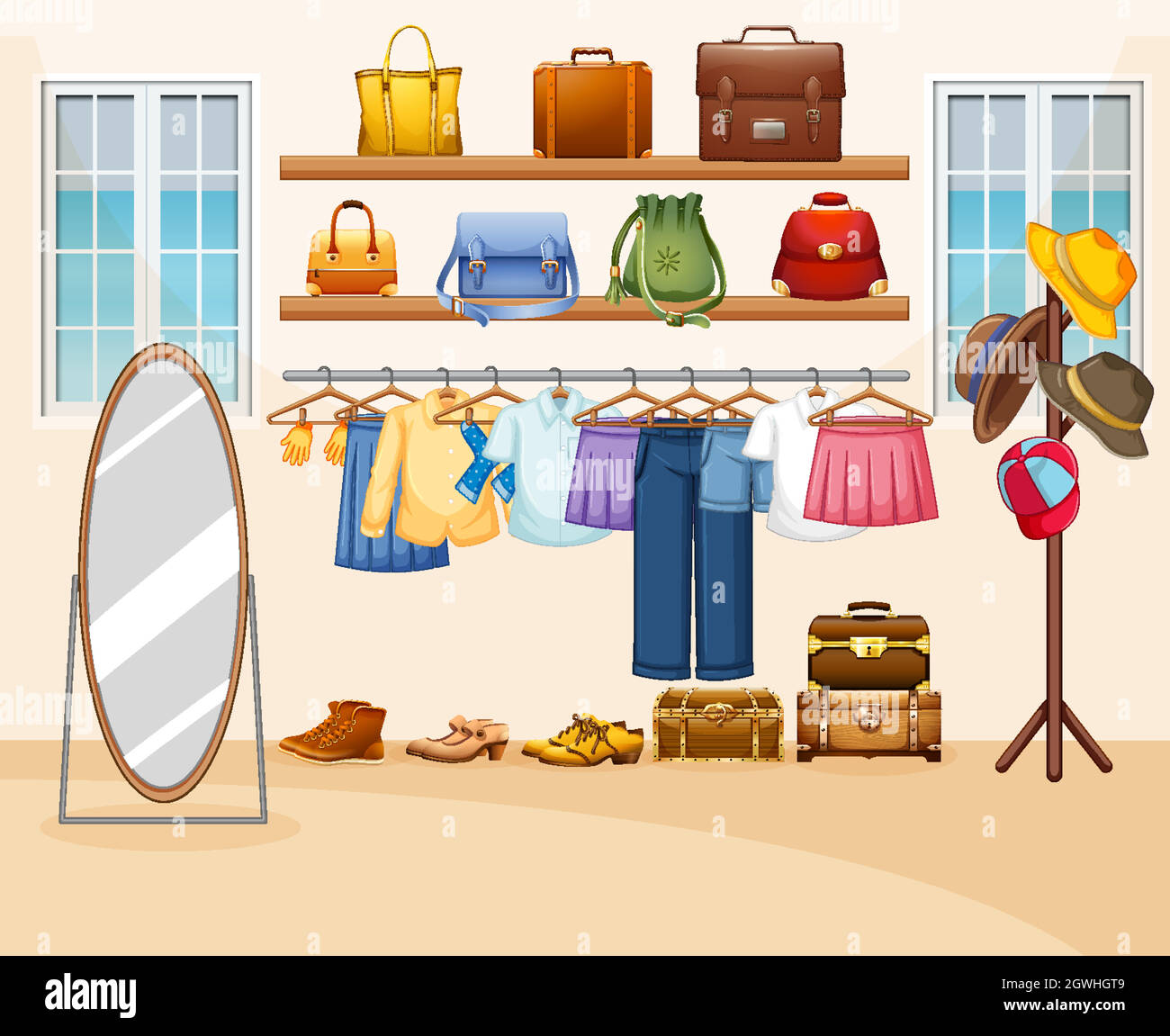 Inneneinrichtung im Umkleidekabinen-Hintergrund Stock Vektor