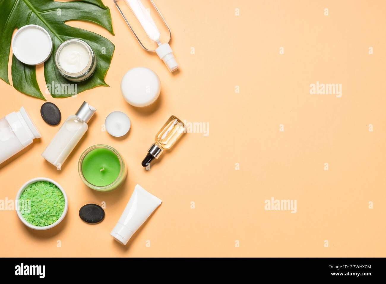 Spa Wellness Hintergrund. Draufsicht. Stockfoto