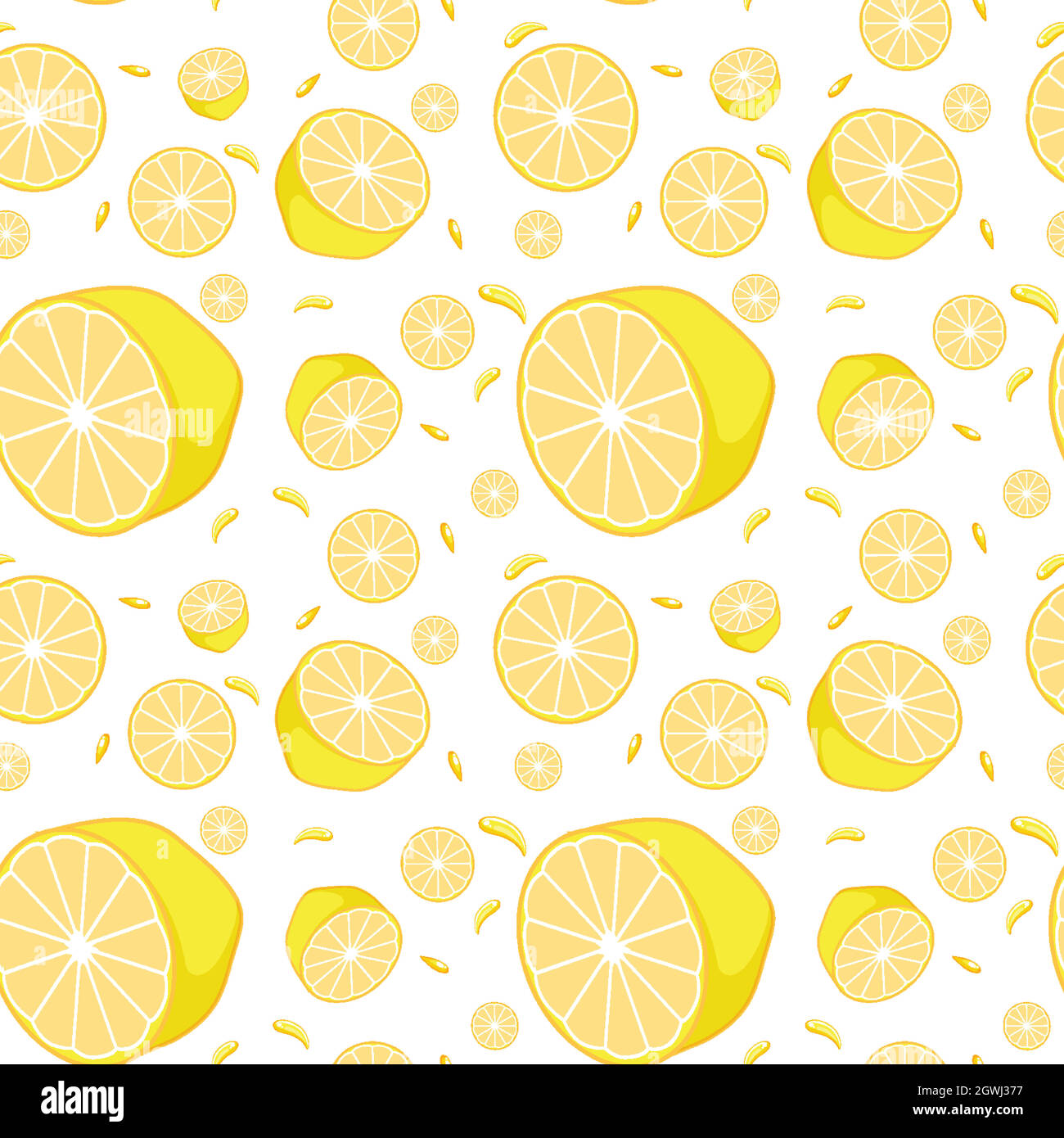 Nahtloses Hintergrunddesign mit gelben Zitronen Stock Vektor
