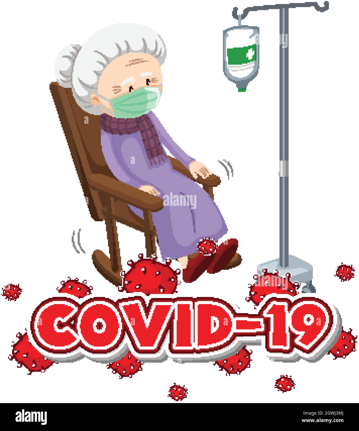 Poster-Design für Coronavirus-Thema mit alten Frau krank Stock Vektor