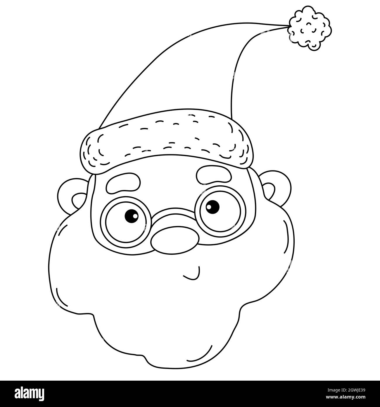 Portrait niedlichen Weihnachtsmann in Brille und Hut. Skizzieren Illustration. Vector weihnachtsfigur für Urlaubsdekor und -Design, Druck und Grußkarte Stock Vektor