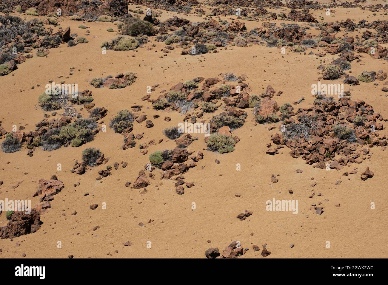 Steine und Sand, Trockengestein Wüstenlandschaft Stockfoto