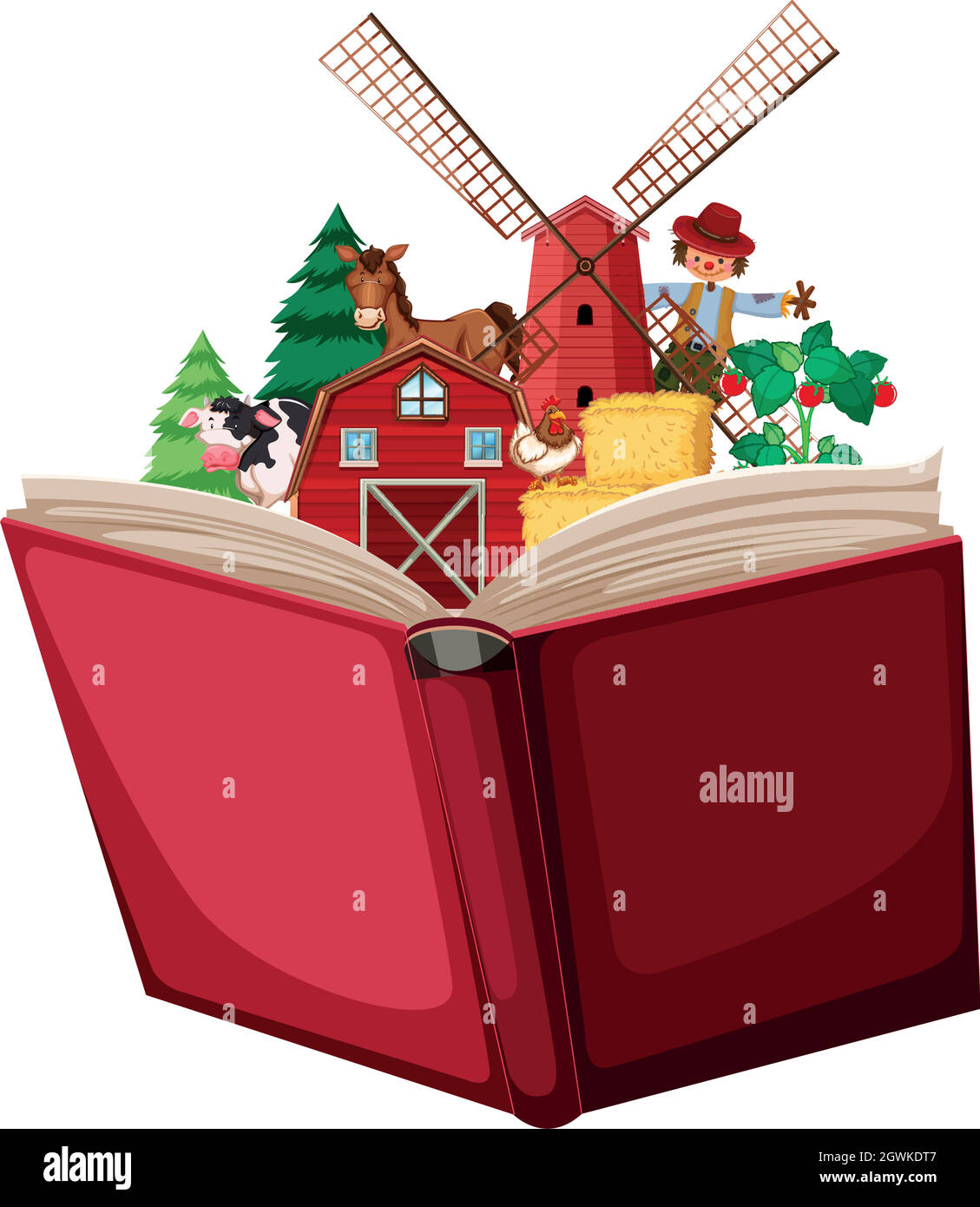 Farm in A Book Stock Vektor