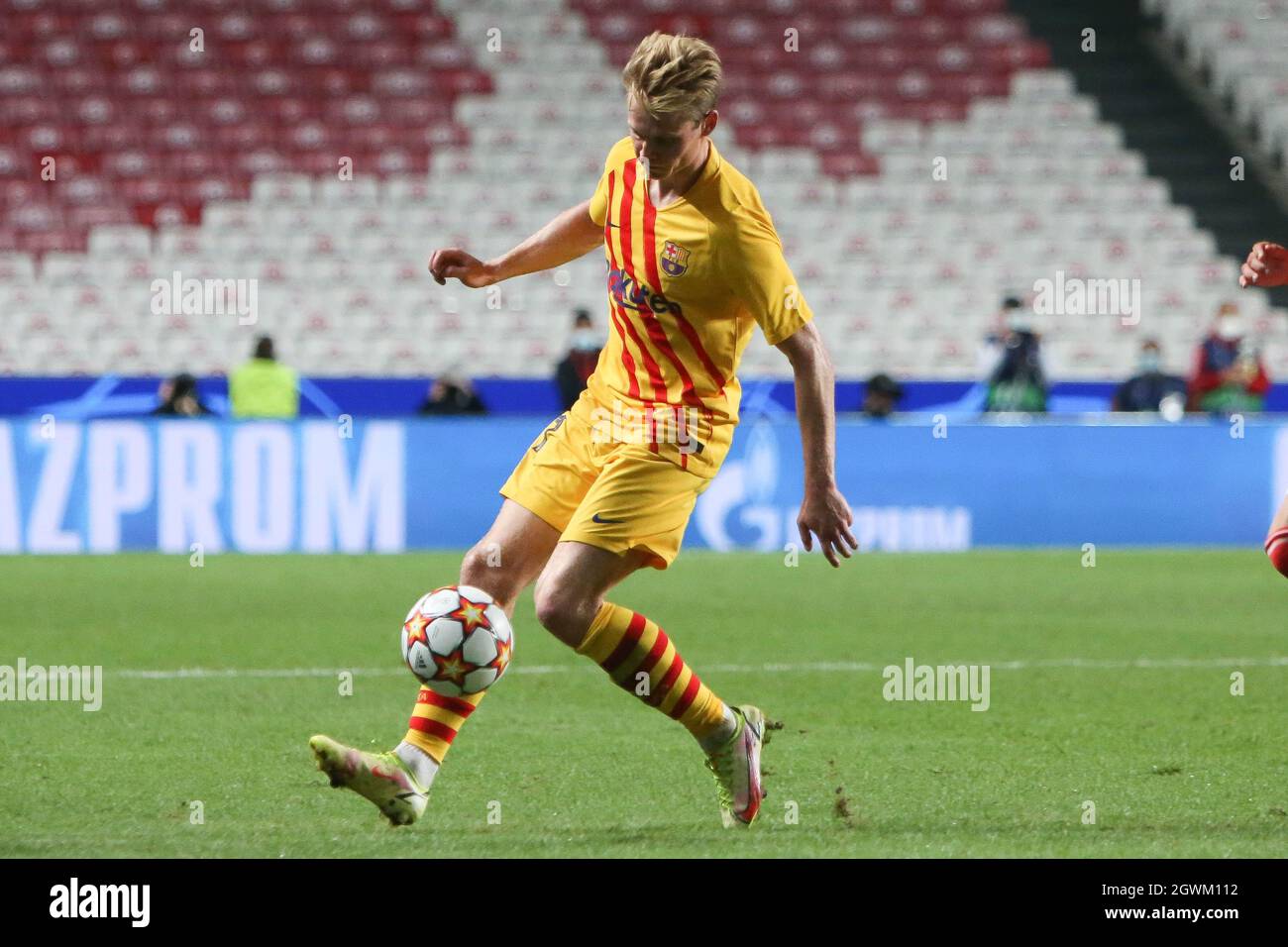 Frenkie de Jong des FC Barcelone während der UEFA Champions League,  Gruppenphase, Gruppe E Fußballspiel zwischen SL Benfica und FC Barcelona am  29. September 2021 im Stade de Luz, Lissabon, Portugal -