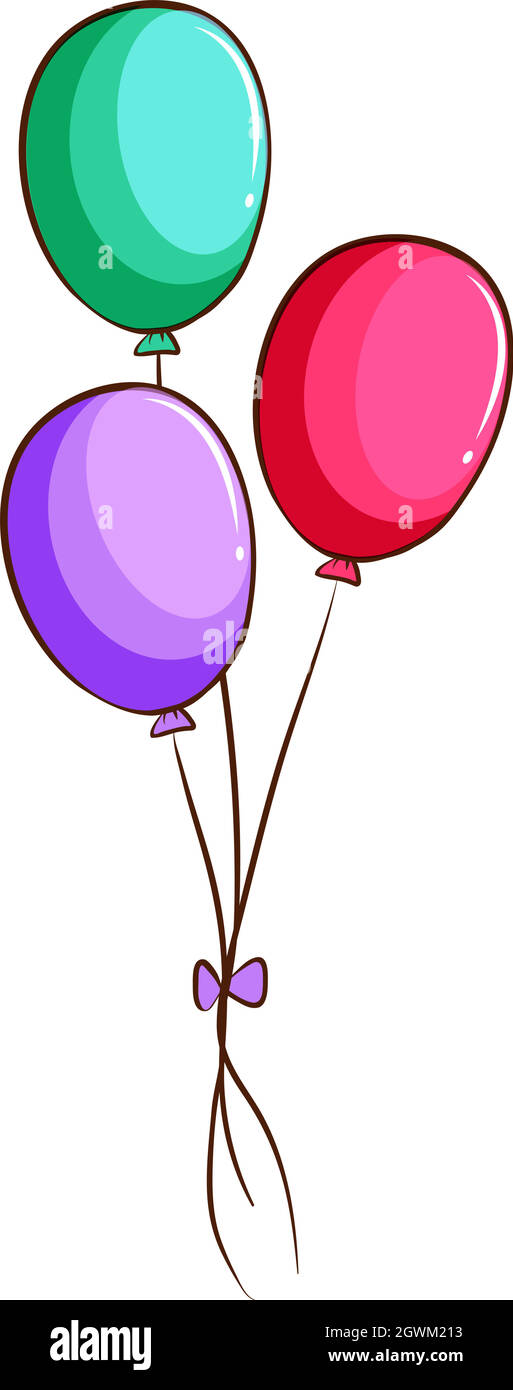 Eine einfache Zeichnung der farbigen Ballons Stock Vektor