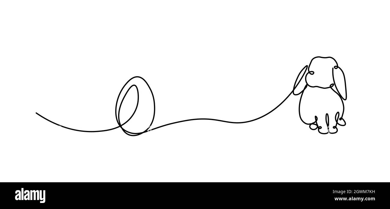 Eine durchgehende einzelne gezeichnete Linie Kunst Doodle Ostern, Hase, Kaninchen eine Linie. Vektorgrafik. Ostereier für die Osterferien. Isoliertes Bild eines h Stock Vektor