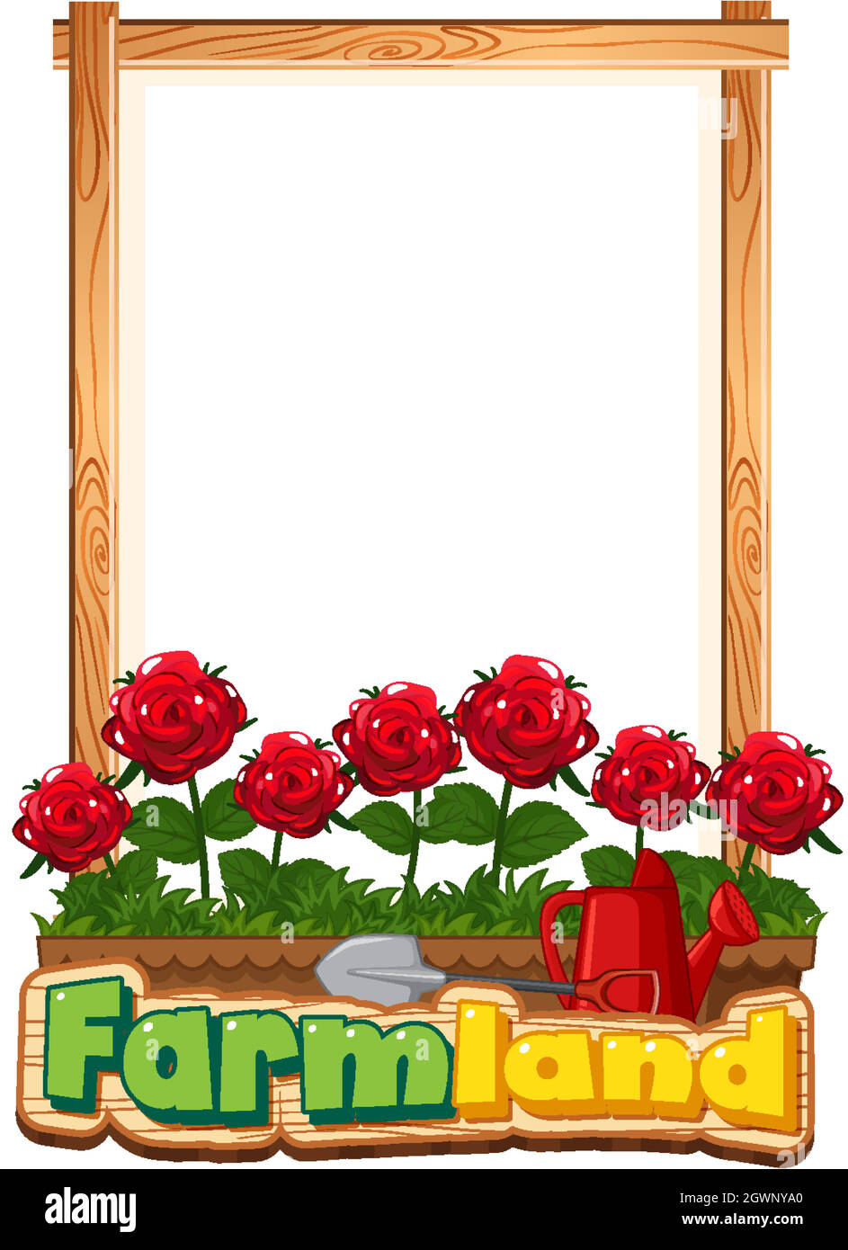 Umrandung Schablone Design mit roten Rosen im Garten Stock Vektor