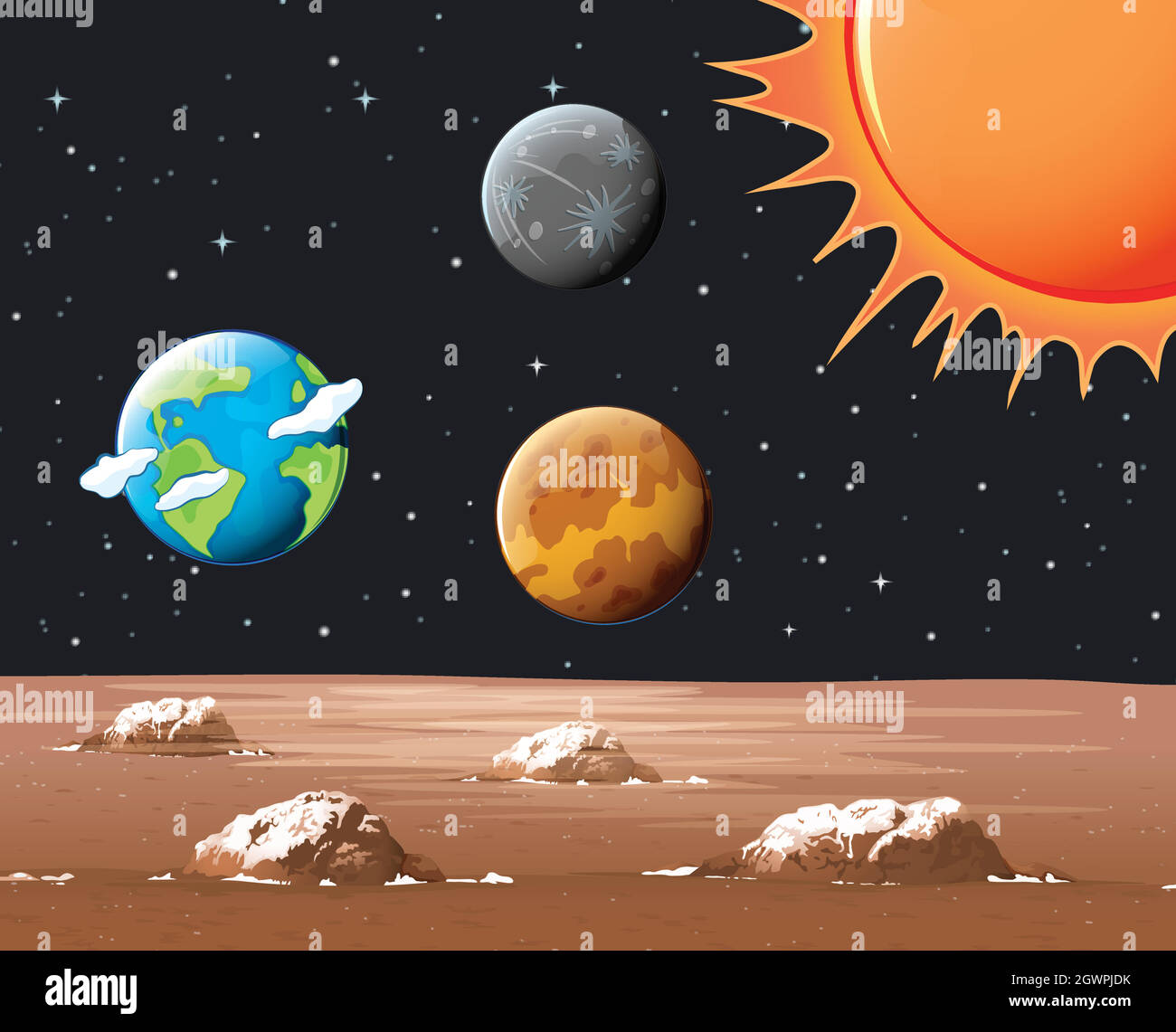 Verschiedene Planeten im Sonnensystem Stock Vektor