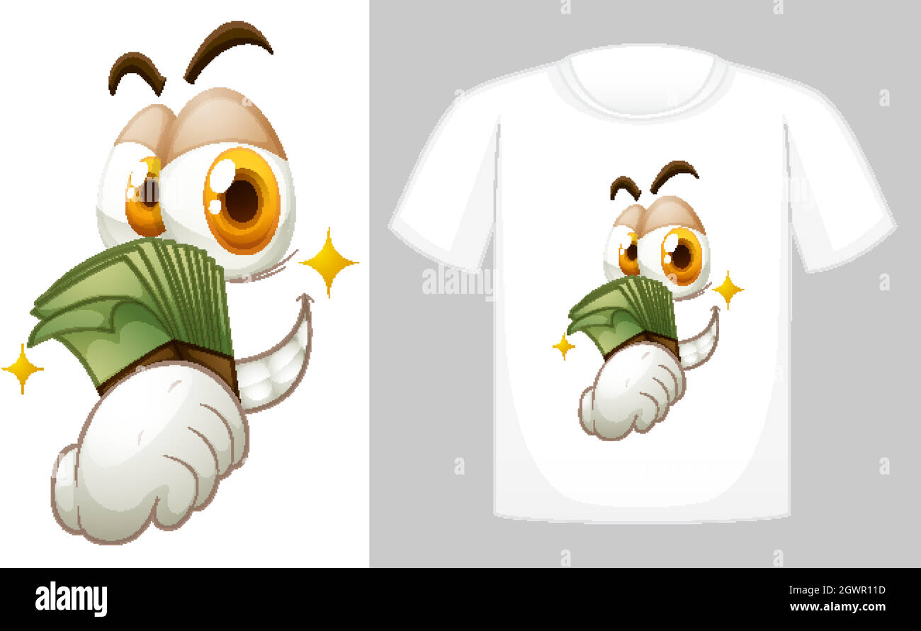 T-Shirt-Dessin mit Grafik vorne Stock Vektor