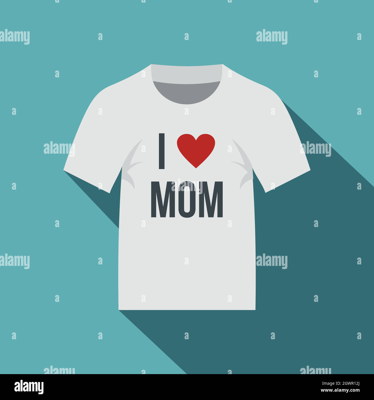 Shirt ich Mom Symbol Liebe, flacher Stil Stock Vektor