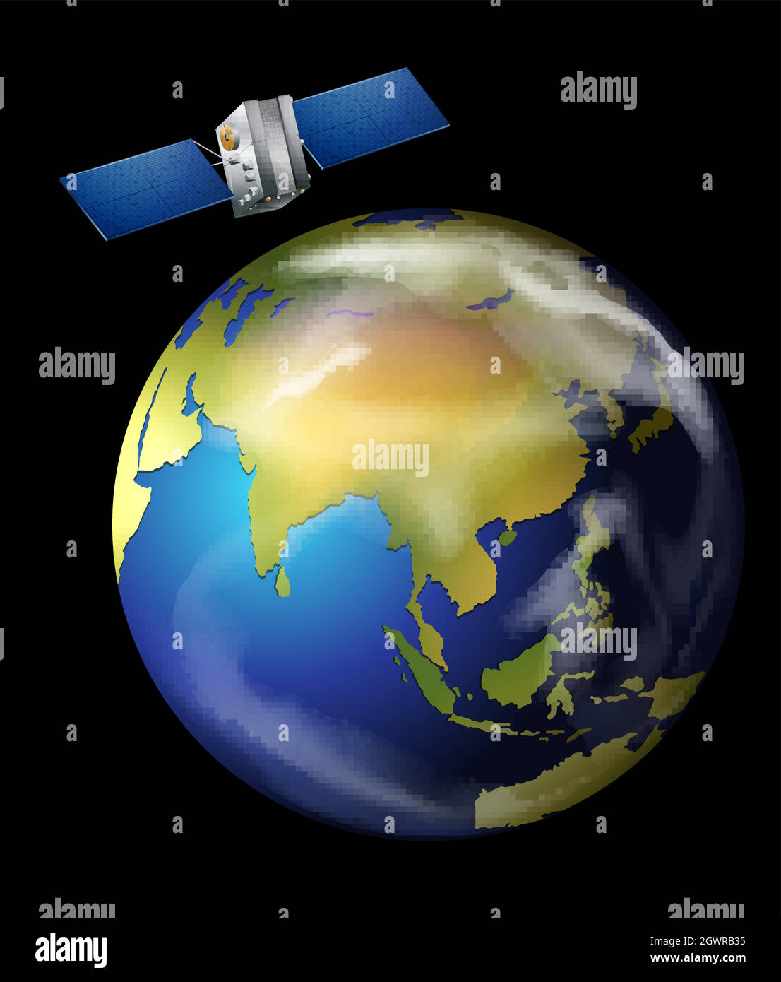 Satellit umkreist die Erde Stock Vektor