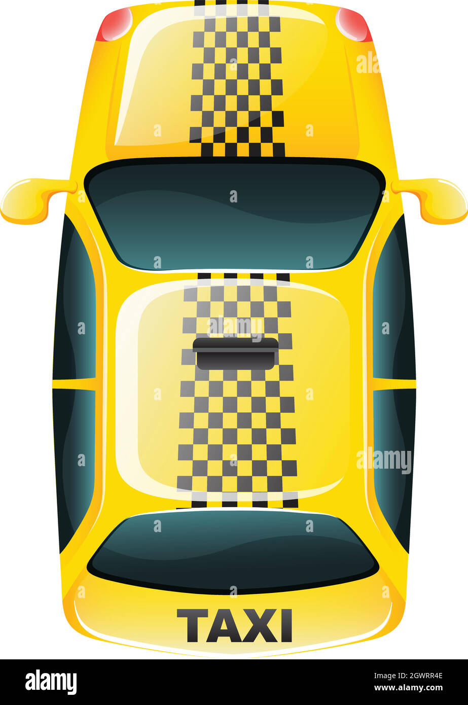 Ein blick von oben auf ein gelbes Taxi Stock Vektor