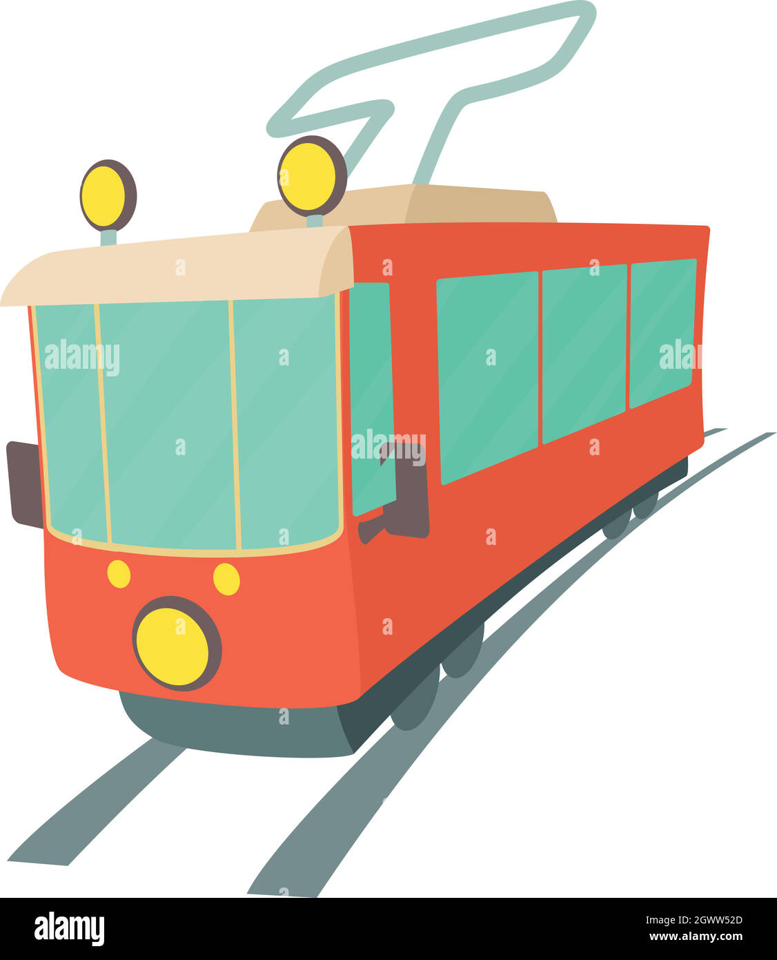 Straßenbahn-Symbol, Cartoon Stil Stock Vektor