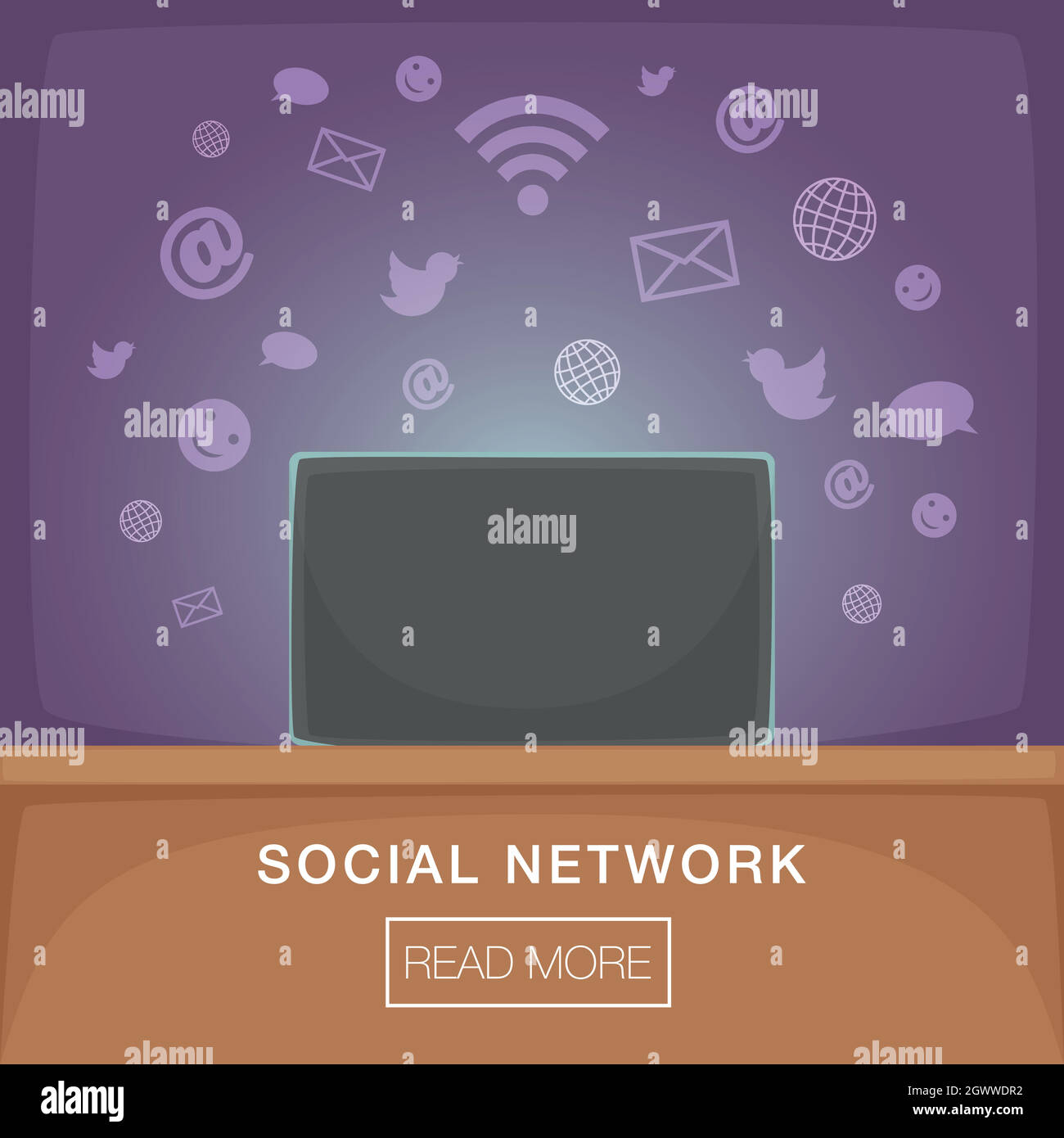 Soziales Netzwerk Konzept, Cartoon Stil Stock Vektor