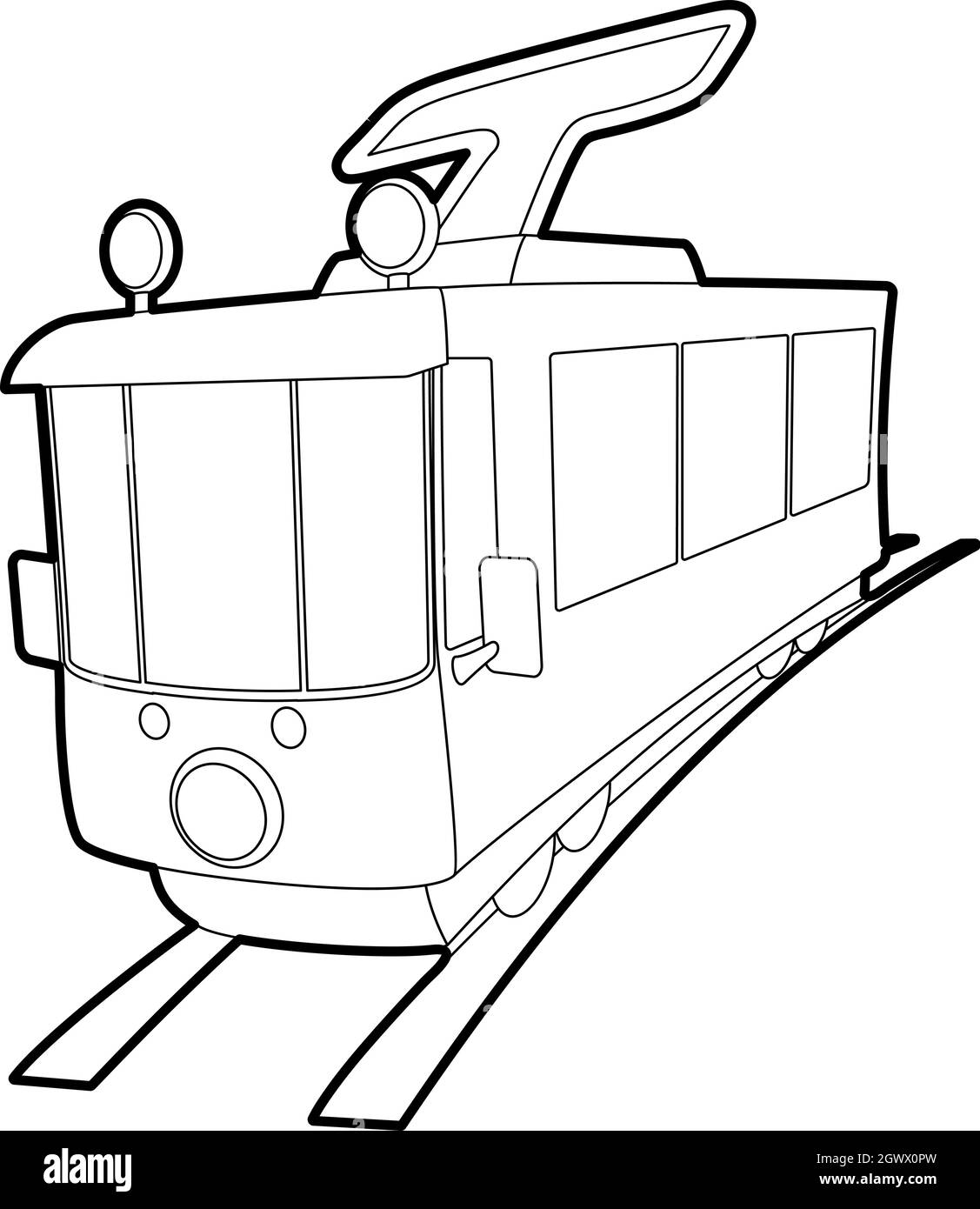Straßenbahn-Symbol, Umriss-Stil Stock Vektor