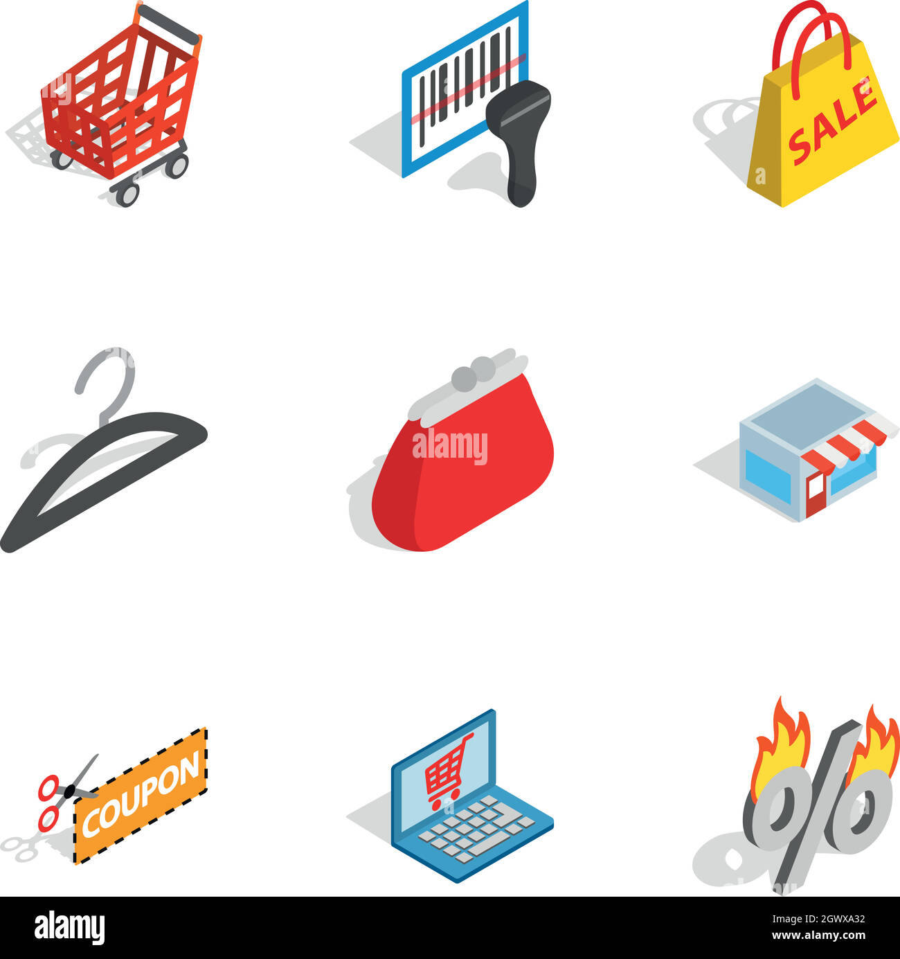 Electronic commerce Icons, isometrische 3D-Stil Stock Vektor