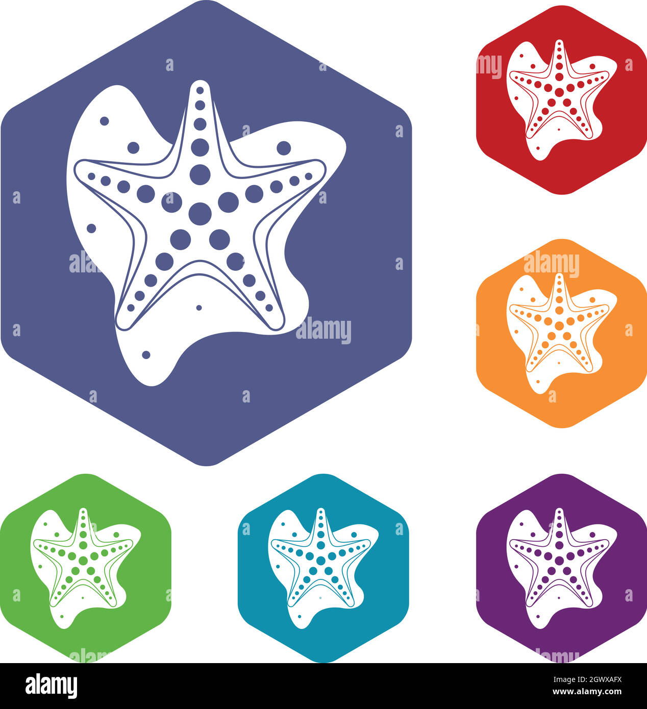 Sea Star Icons set Stock Vektor