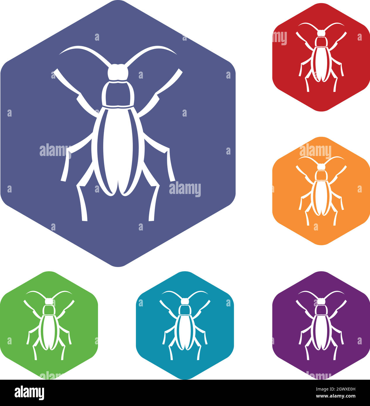 Beetle Bug Icons set Stock Vektor