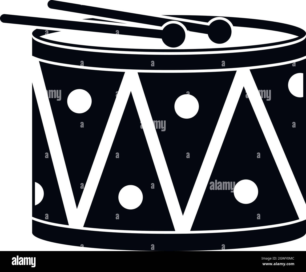Trommel und Drumsticks Symbol, einfachen Stil Stock Vektor