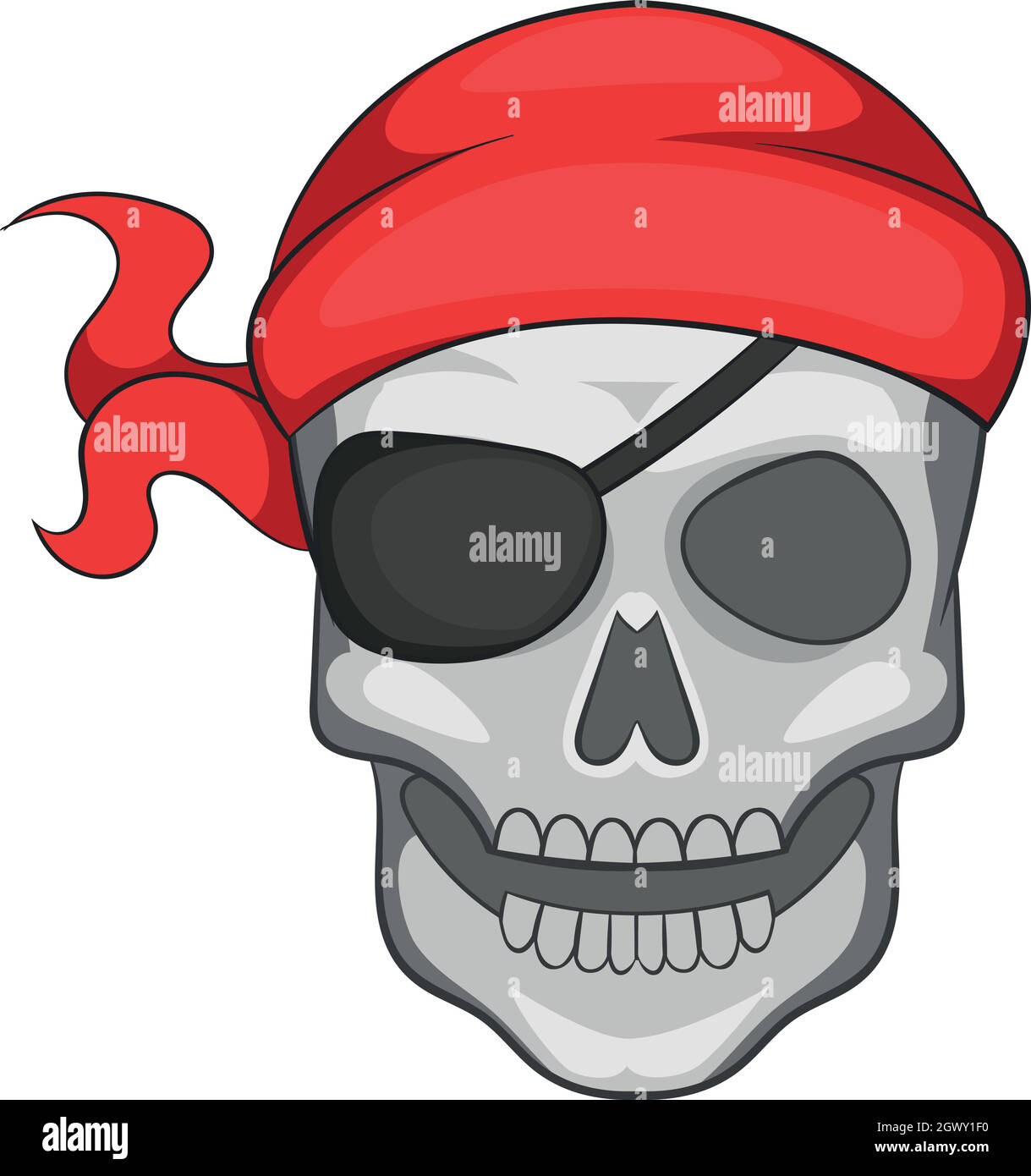 Pirate skull in bandane Symbol, Cartoon Stil Stock Vektor
