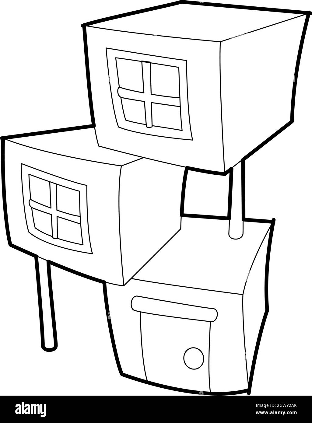 Stadt gebäude Symbol, outline Style Stock Vektor