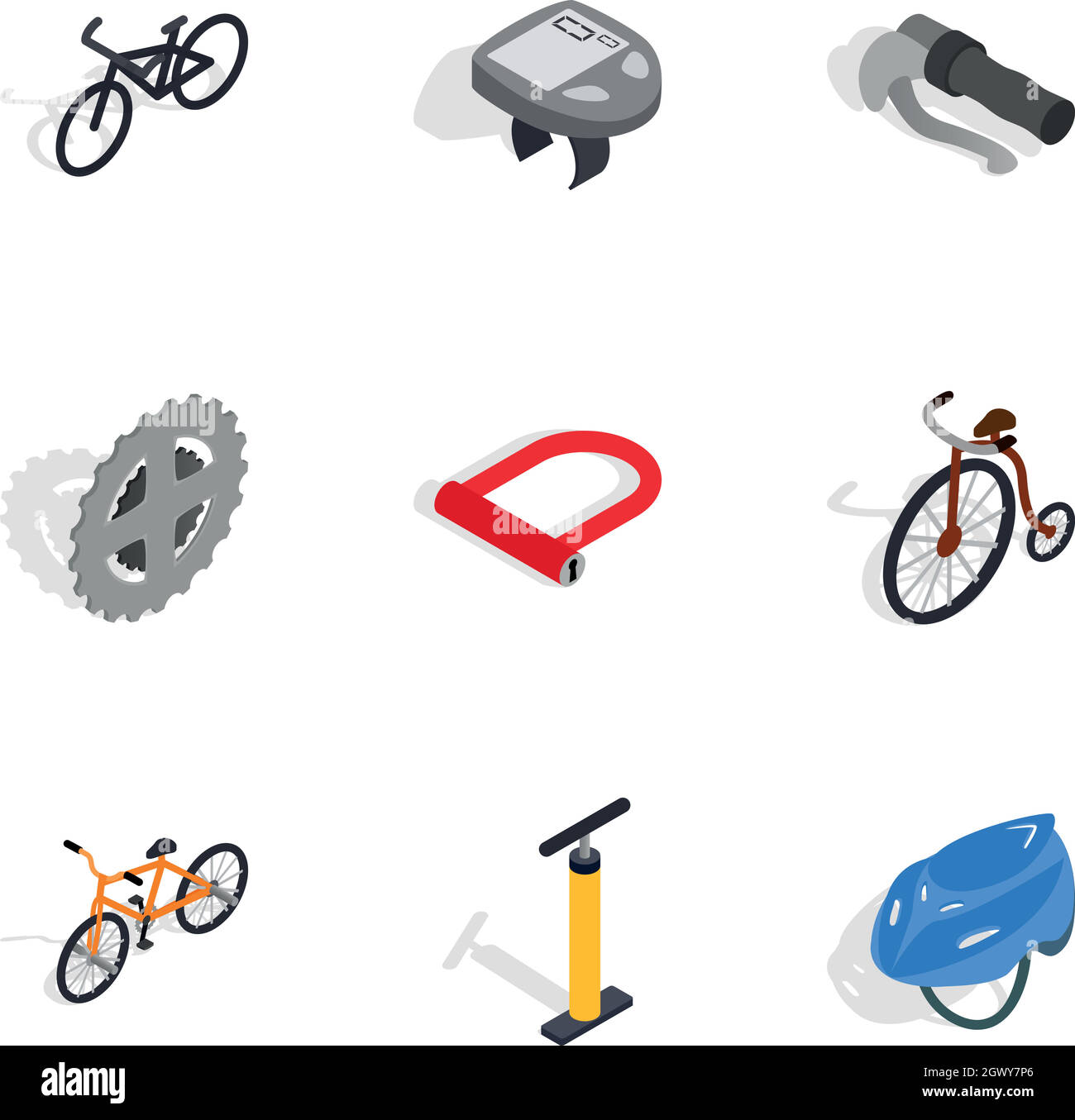 Fahrrad und Komponenten reparieren Symbole gesetzt Stock Vektor